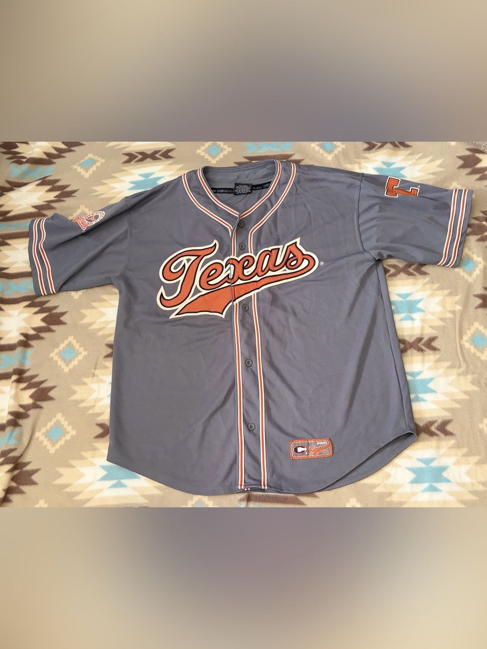 Colosseum Athletics Texas Longhorns Grey Baseball Jersey Size Men’s XL